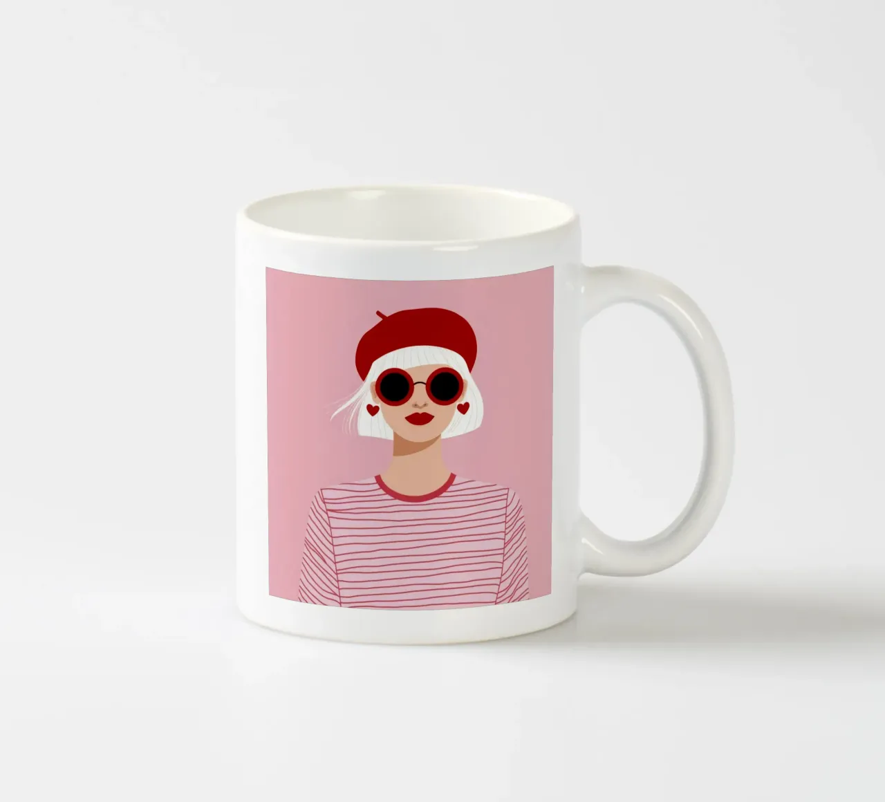 Berretto rosso a righe tazza in ceramica da Color Oblivion