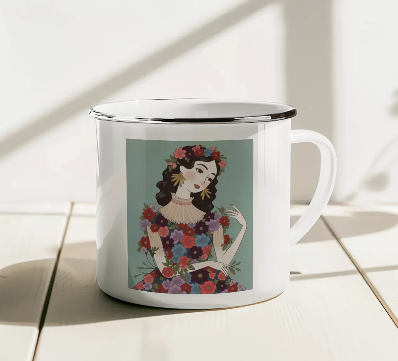 Floral Crown Majesty enamel mug by Color Oblivion