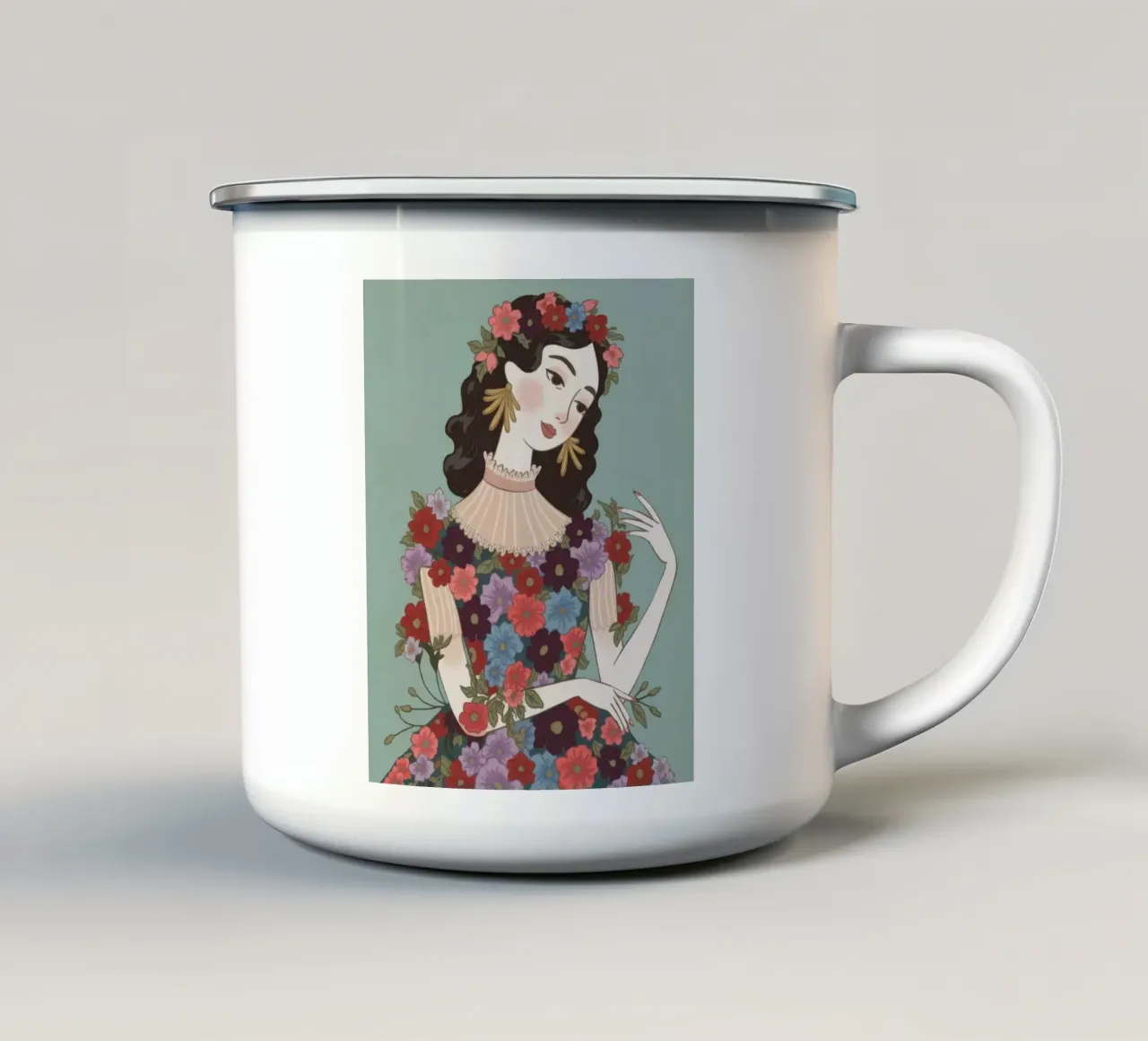 Floral Crown Majesty enamel mug by Color Oblivion