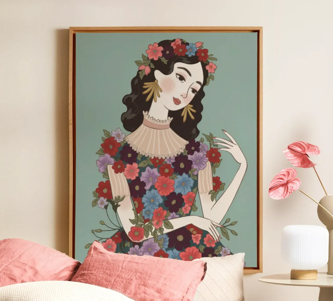 Bloemen Kroon Majesteit canvas met Baklijst van Color Oblivion