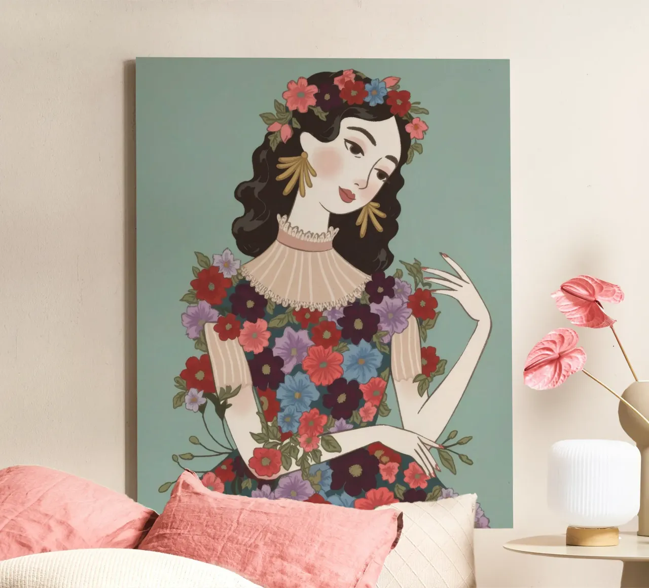 Bloemen Kroon Majesteit canvas met Baklijst van Color Oblivion