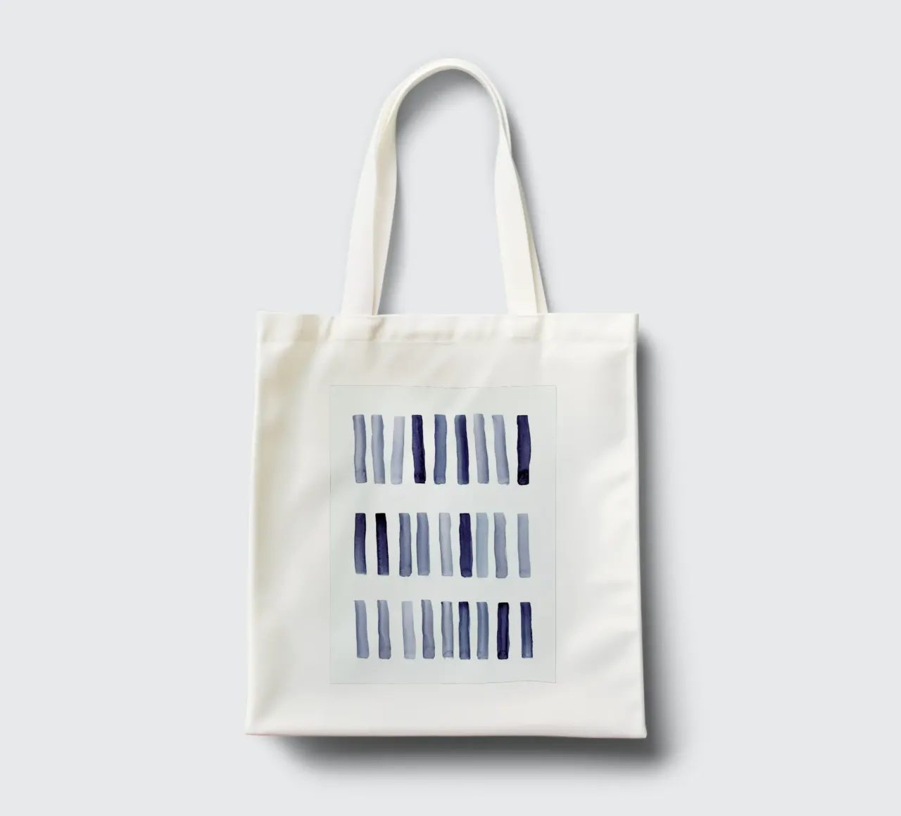 Blaue Striche borsa in juta da Mia Nissen