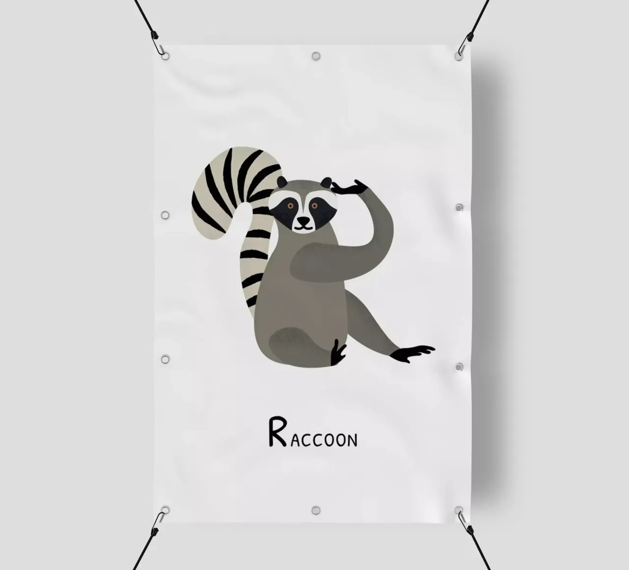 R for Raccoon telo in pvc da Little Flourishes