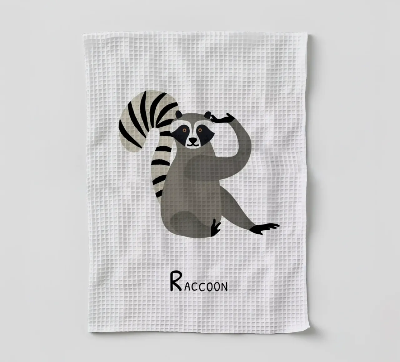 R for Raccoon canovaccio da cucina da Little Flourishes