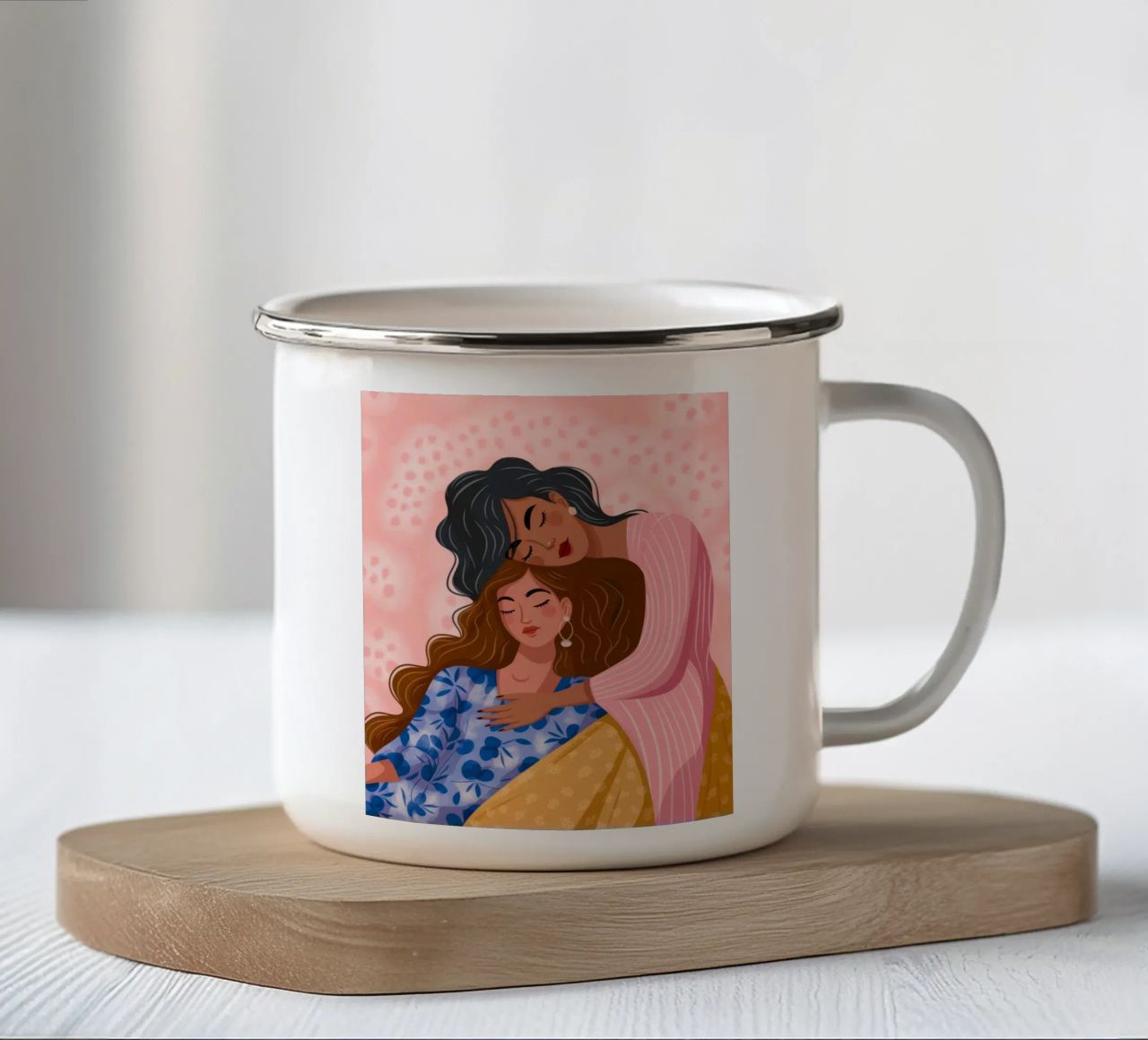 Tenero abbraccio d'amore tazza in smalto da Color Oblivion