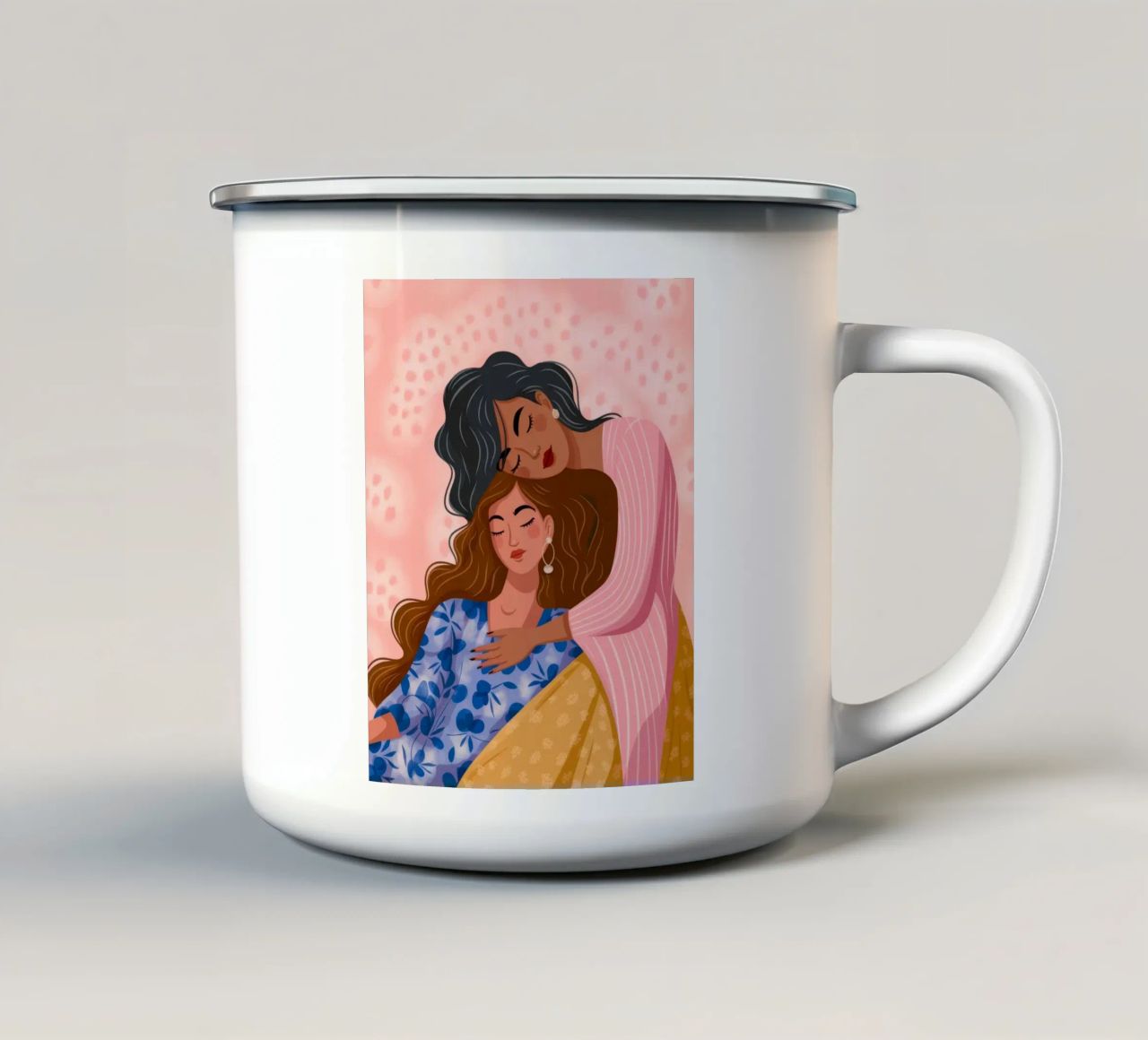 Tenero abbraccio d'amore tazza in smalto da Color Oblivion