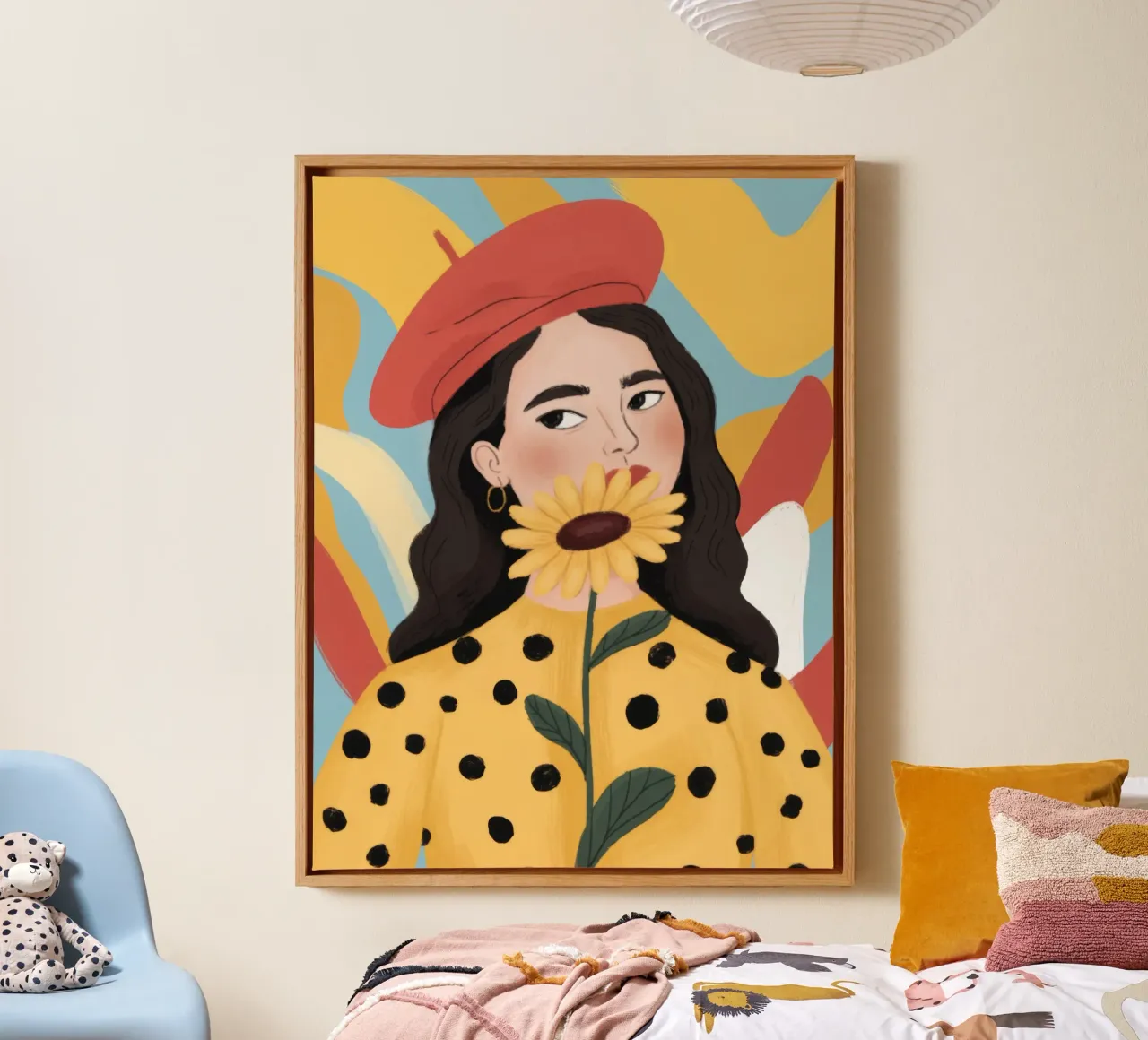 Bold Polka Dots canvas with Floater frame by Color Oblivion