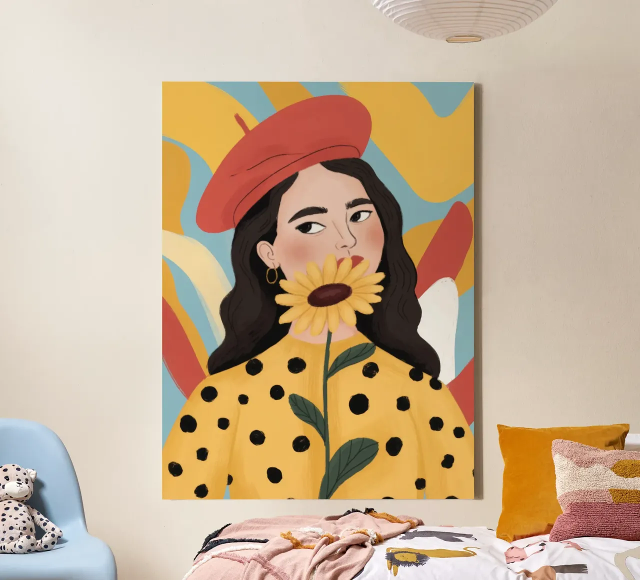 Bold Polka Dots canvas with Floater frame by Color Oblivion