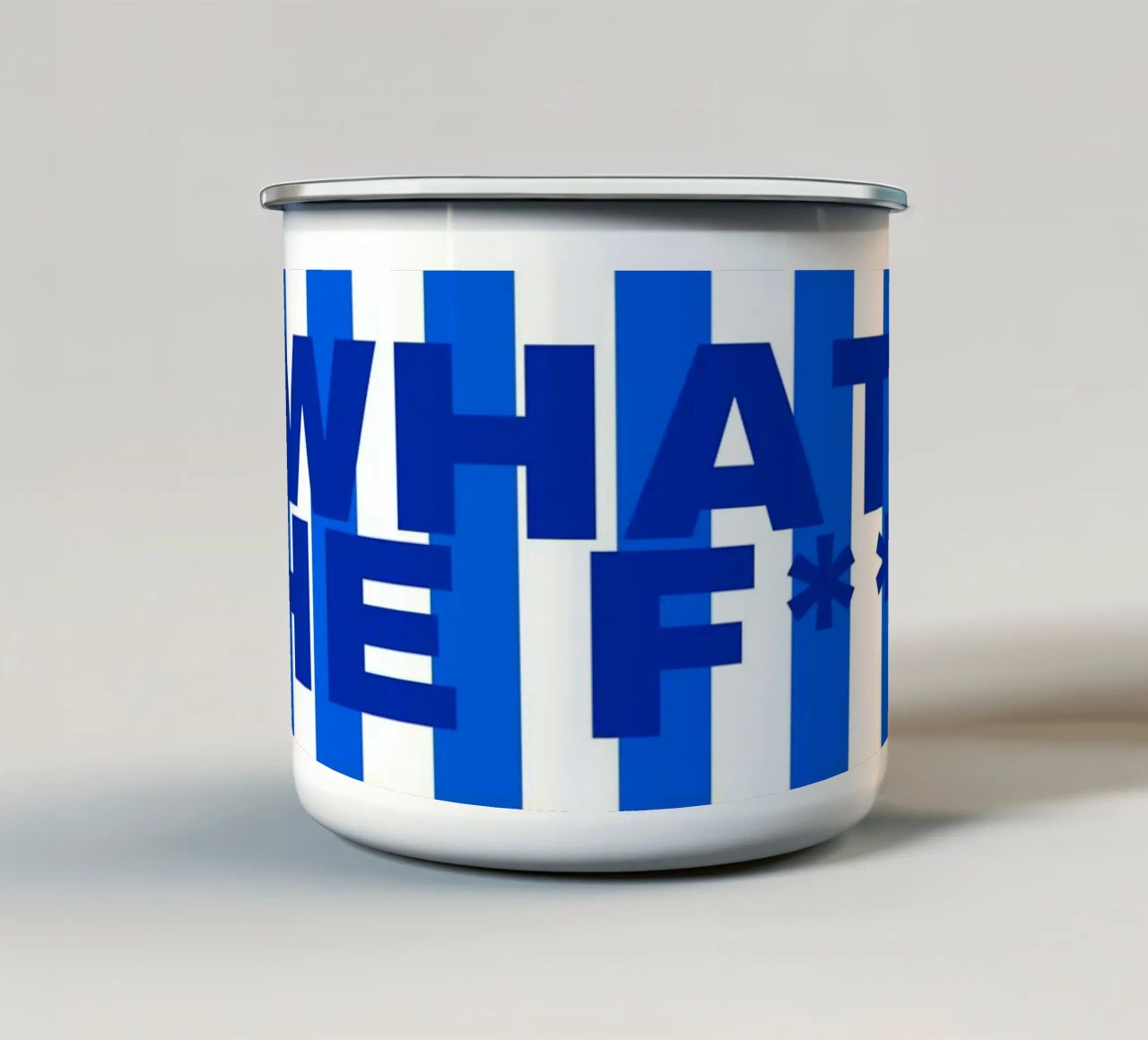 WTF tazza in smalto da Ambition Wall