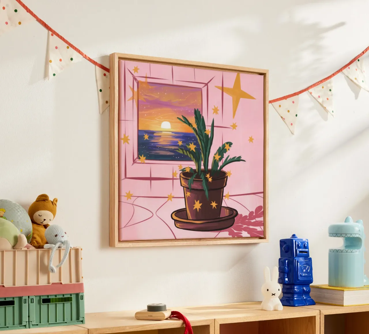 Sunset Serenity canvas with Floater frame by Color Oblivion