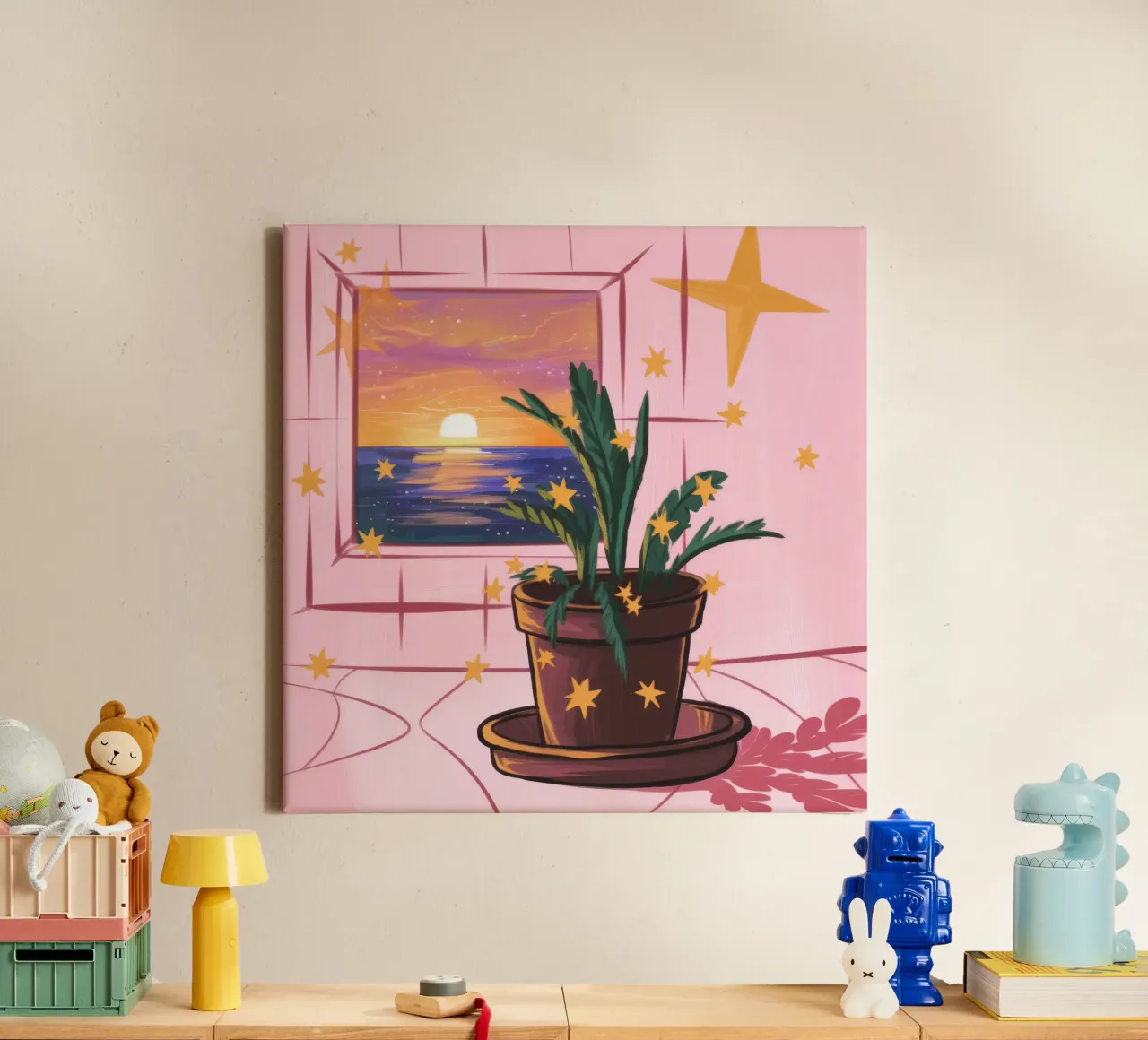 Sunset Serenity canvas with Floater frame by Color Oblivion