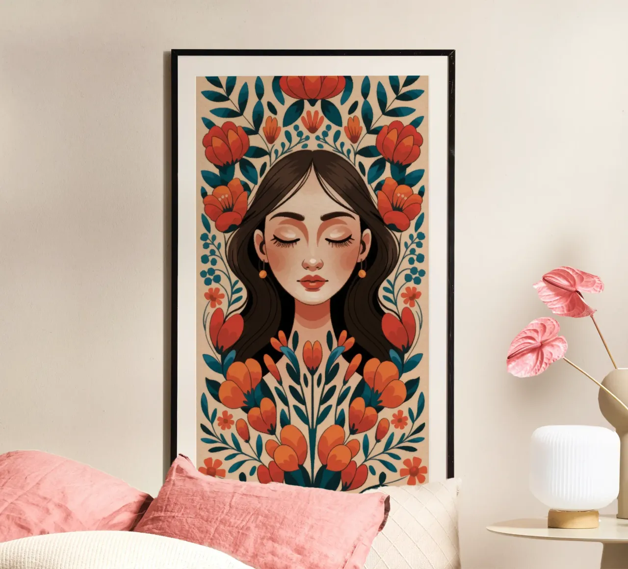Armonia floreale poster con telaio in alluminio da Color Oblivion