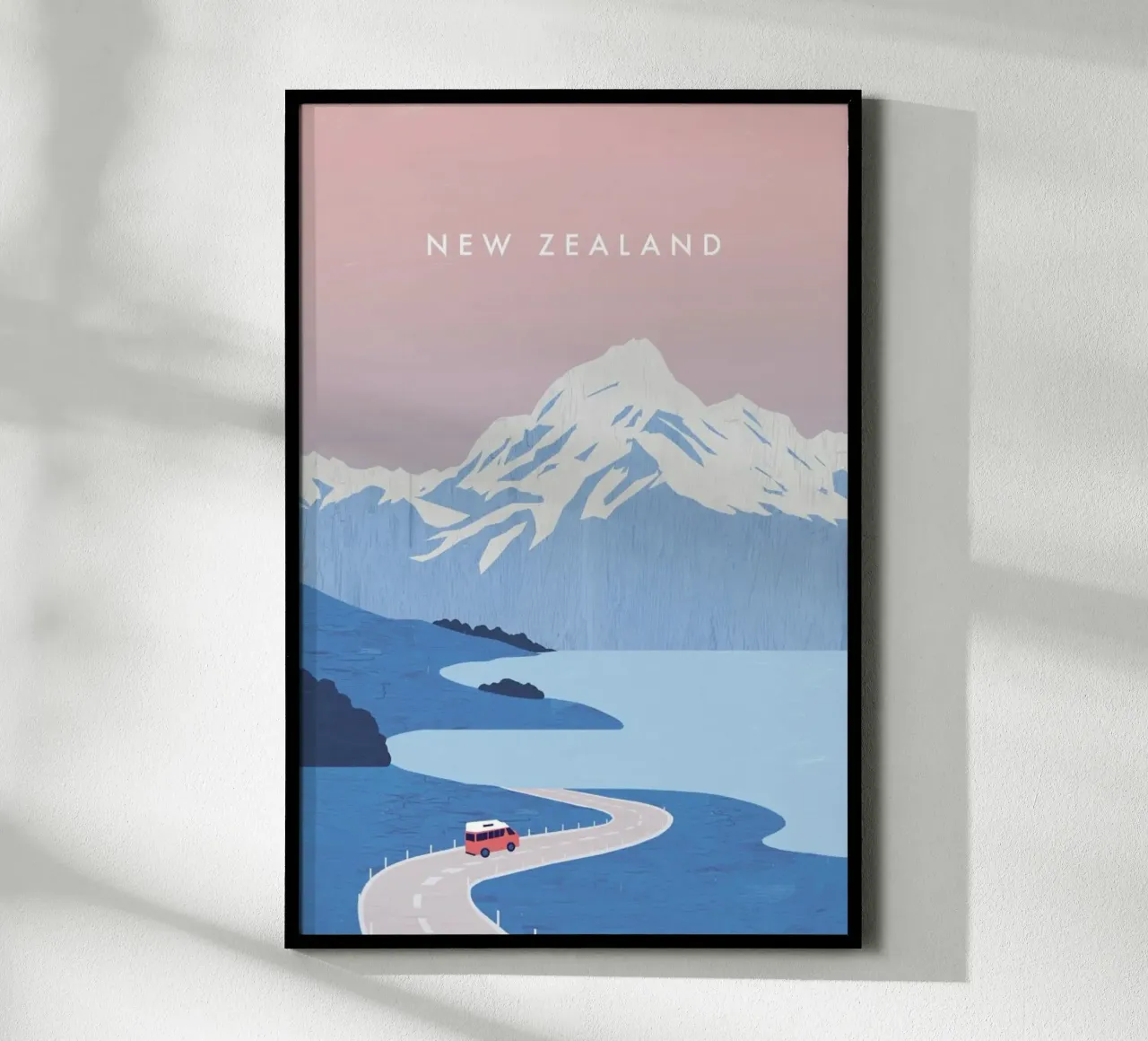 New Zealand poster con telaio in legno da Katinka Reinke