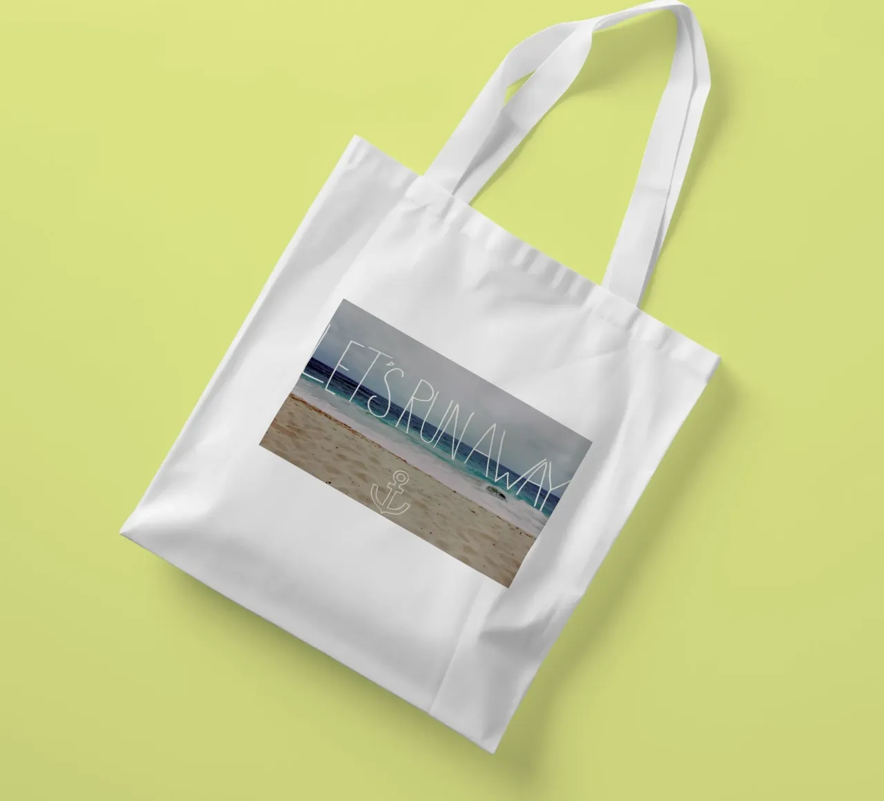 Let's Run Away - to the sea borsa in juta da Leah Flores