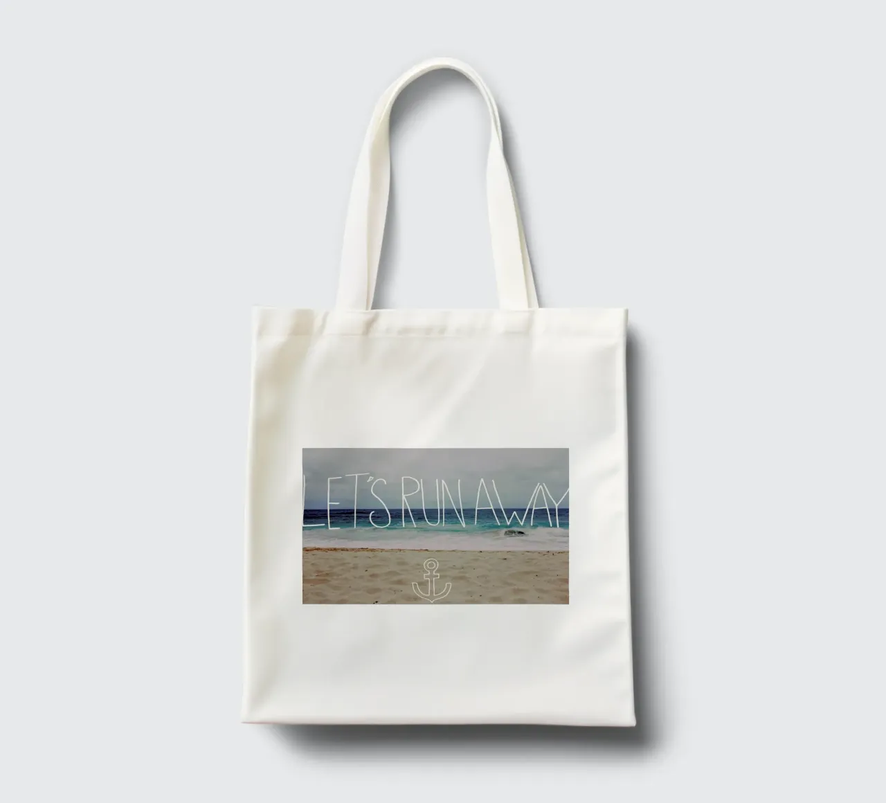 Let's Run Away - to the sea borsa in juta da Leah Flores