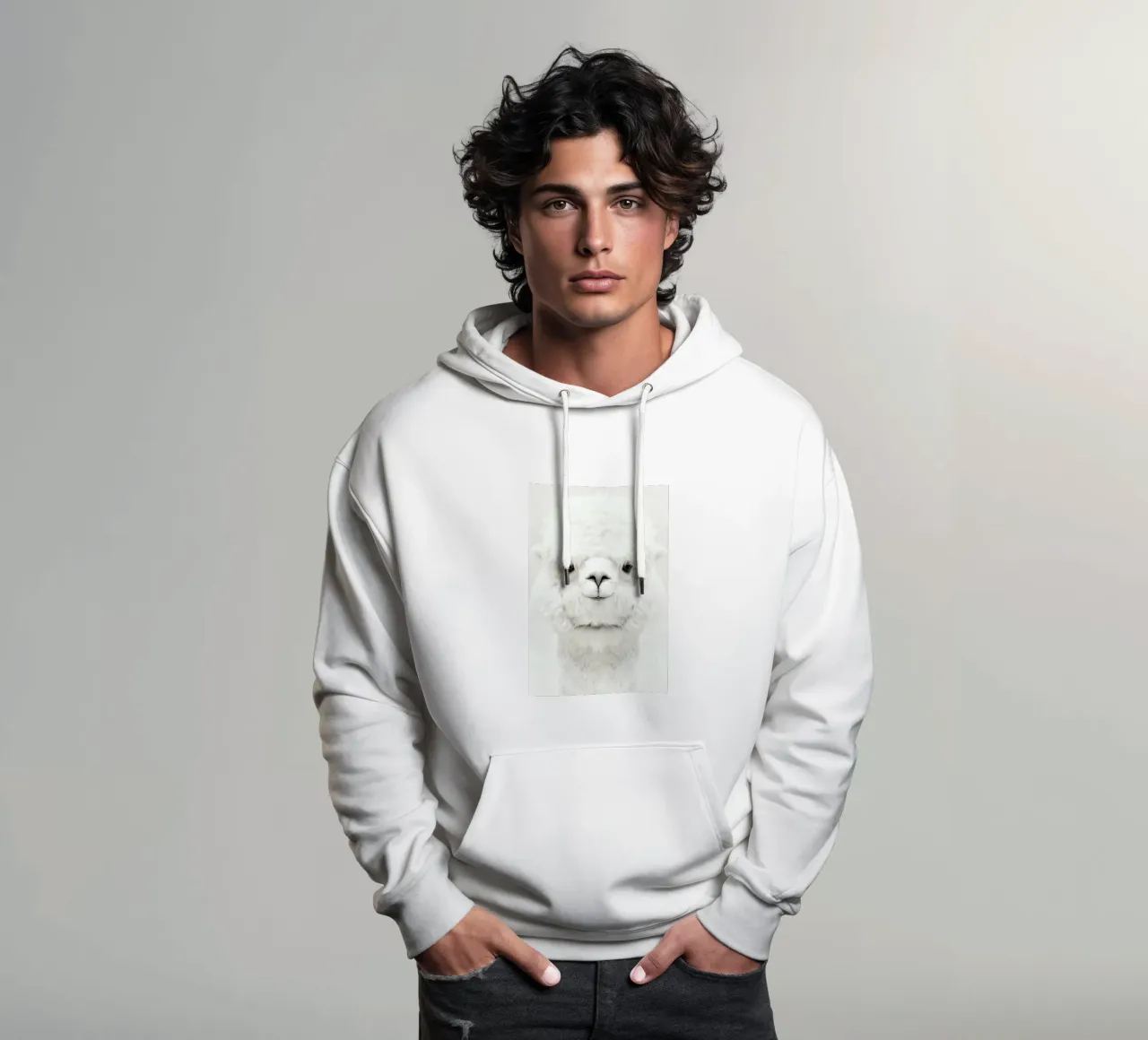 Smiling Alpaca felpa con cappuccio da Monika Strigel