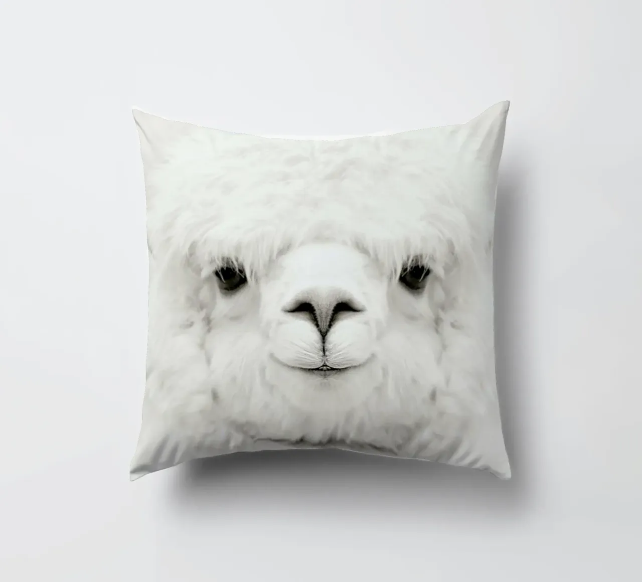 Smiling Alpaca decorative cushion by Monika Strigel