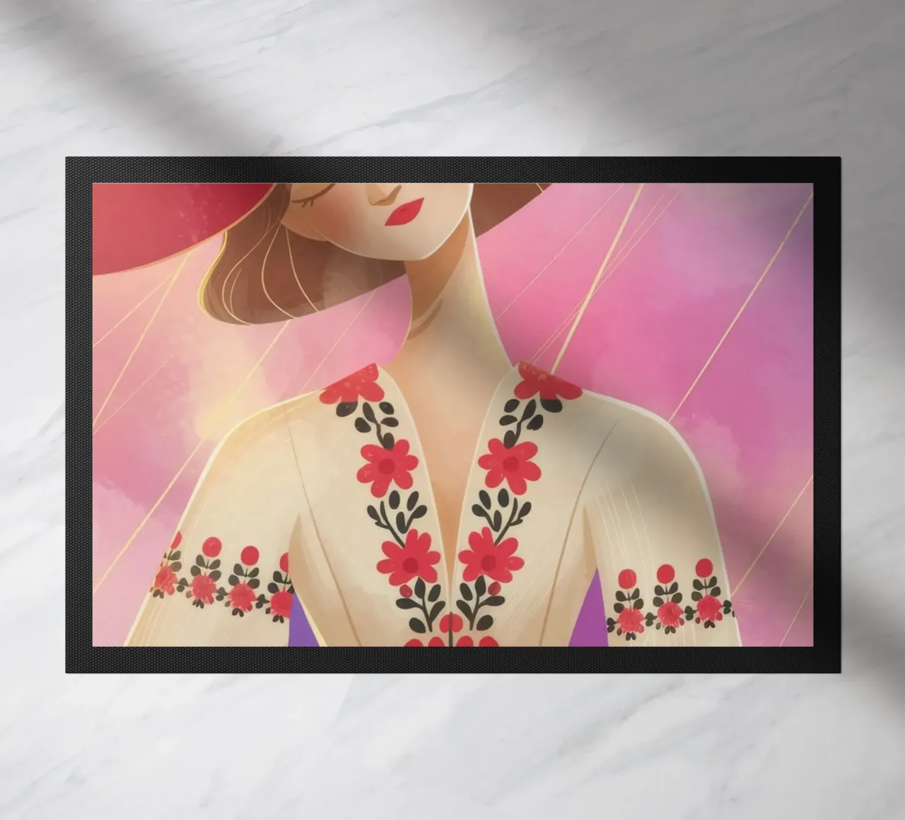 Radiant Red Hat doormat by Color Oblivion