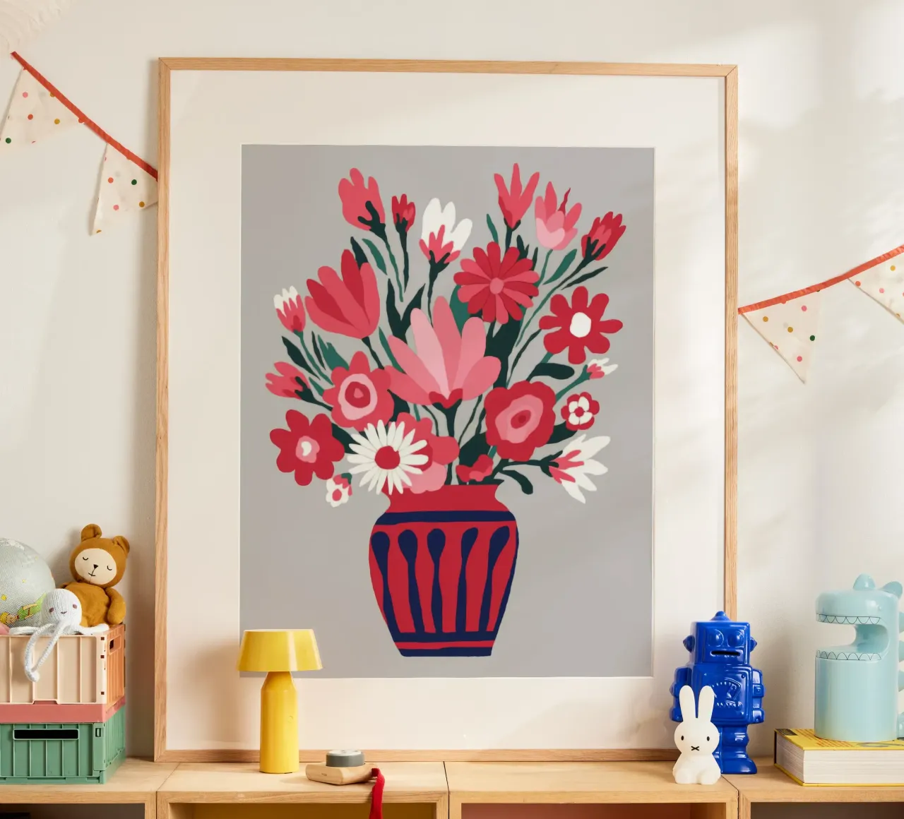 Vaso floreale vibrante poster con telaio in alluminio da Color Oblivion