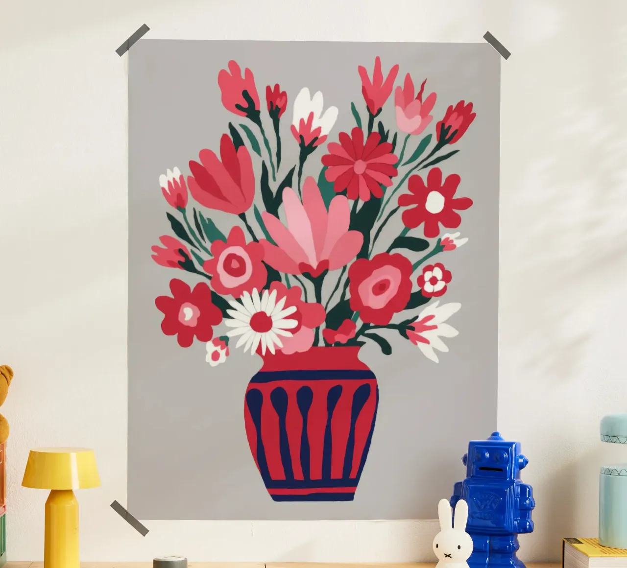 Vaso floreale vibrante poster con telaio in alluminio da Color Oblivion