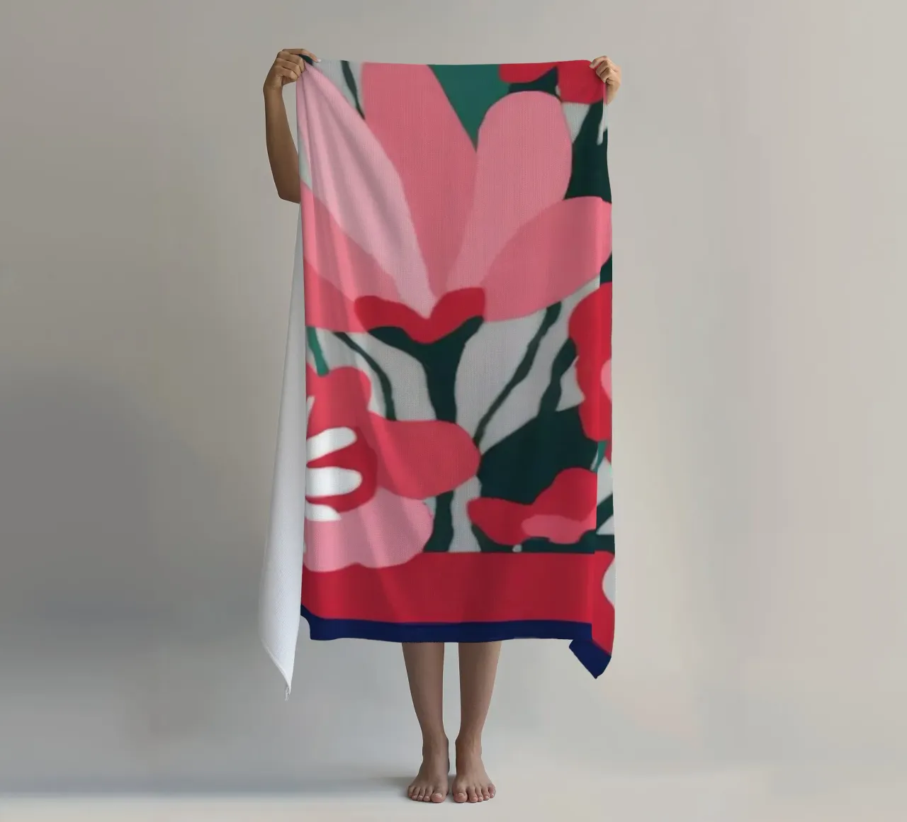 Vibrant Floral Vase beach towel by Color Oblivion