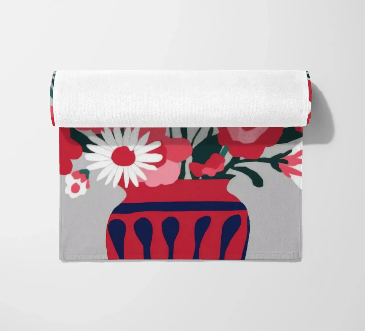 Vibrant Floral Vase beach towel by Color Oblivion