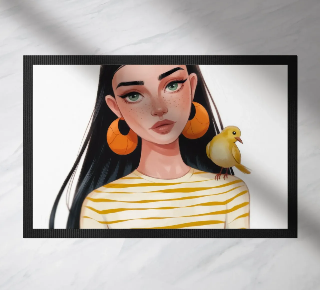 Striped Bird Companion doormat by Color Oblivion