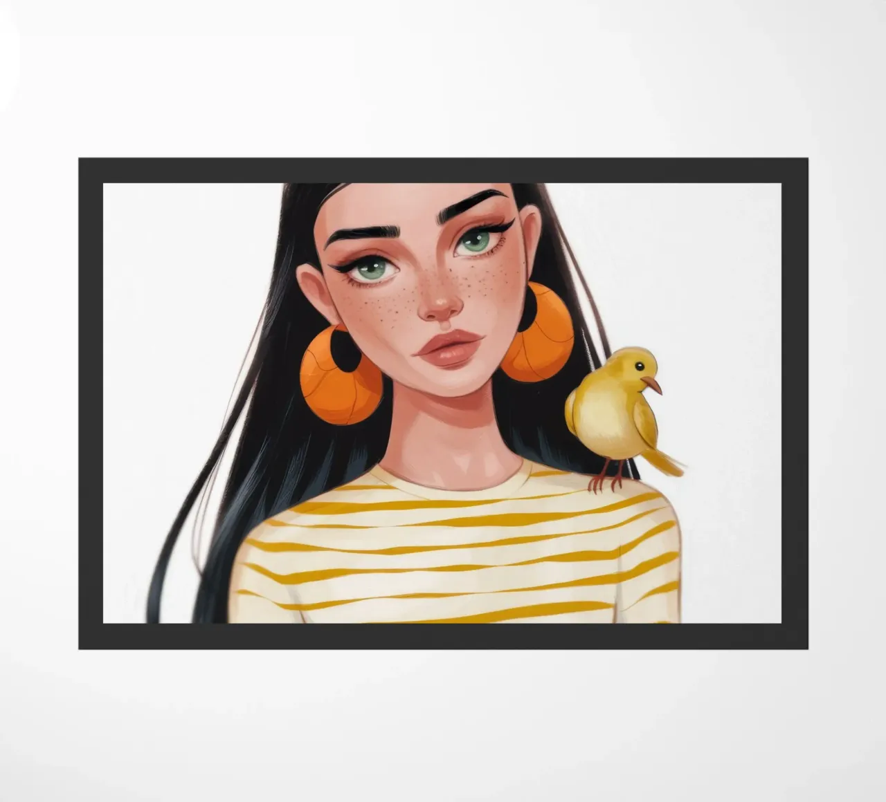 Striped Bird Companion doormat by Color Oblivion