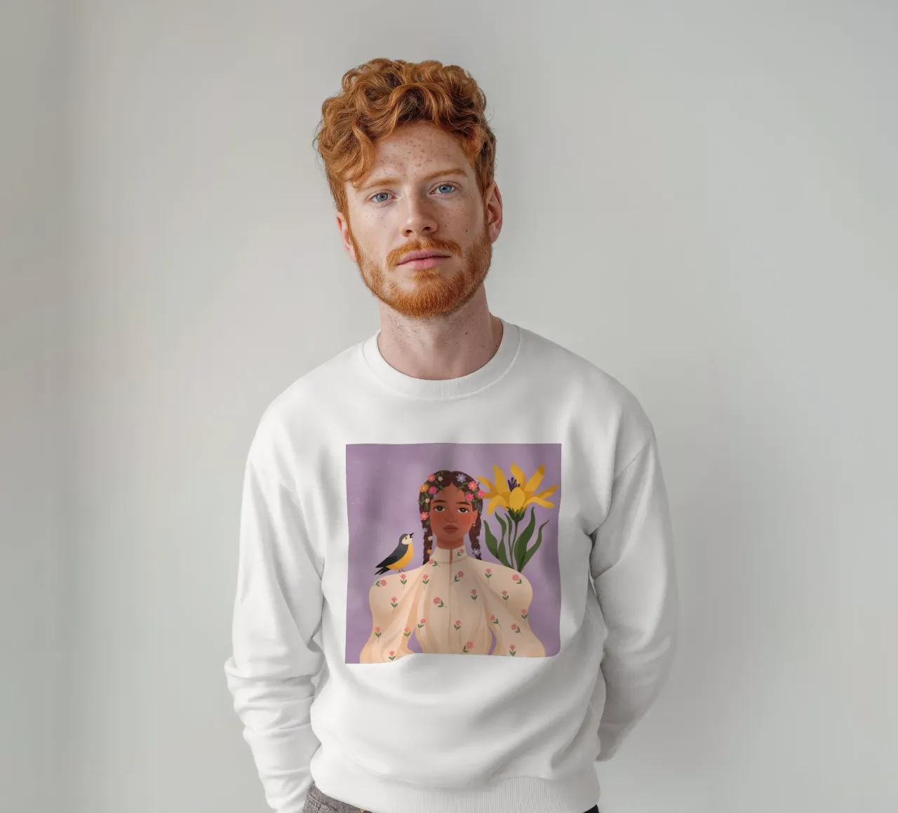 Vogel und Blüte Sweatshirt von Color Oblivion