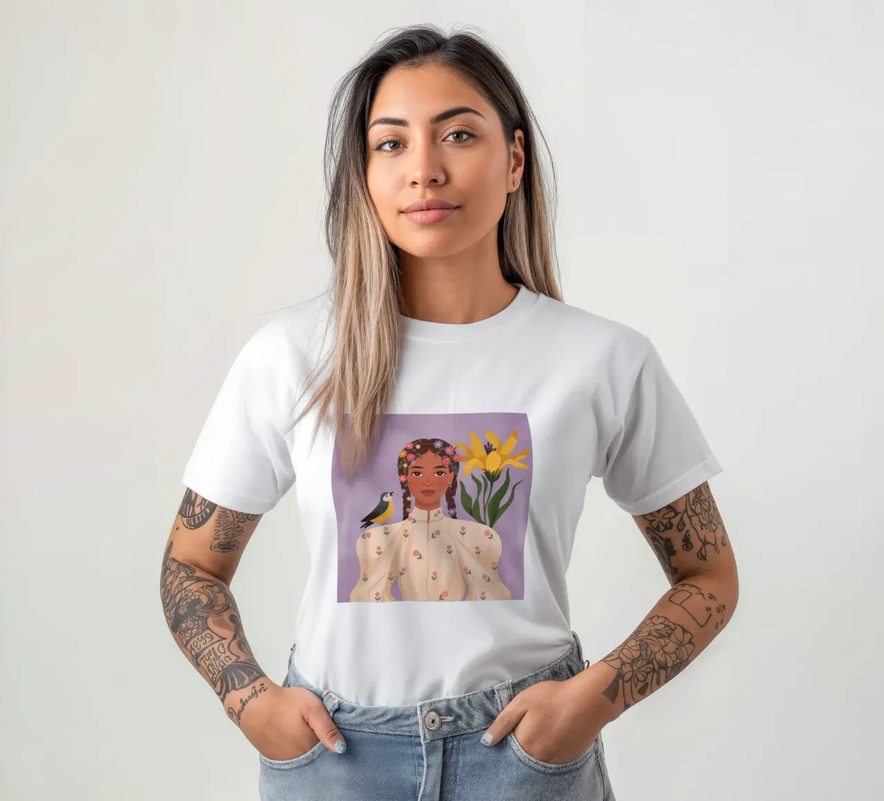 Uccelli e fiori t-shirt da Color Oblivion