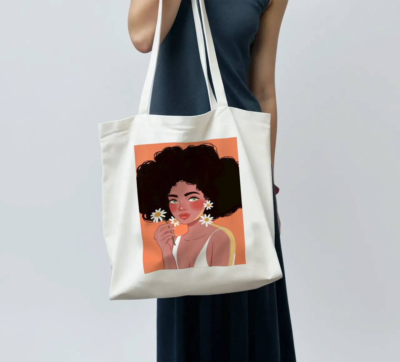 Afro Daisy Reflexion Jutebeutel von Color Oblivion