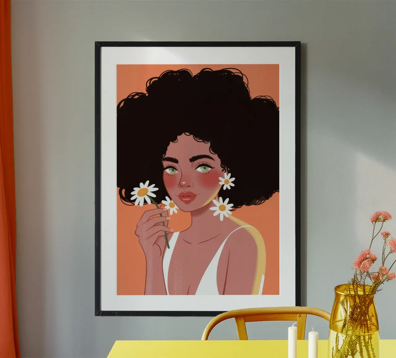 Afro Daisy Reflectie poster van Color Oblivion