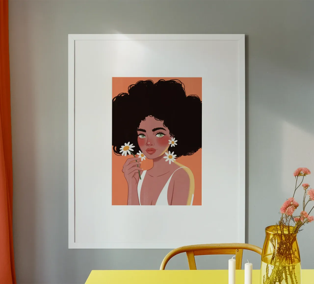 Afro Daisy Reflectie poster van Color Oblivion