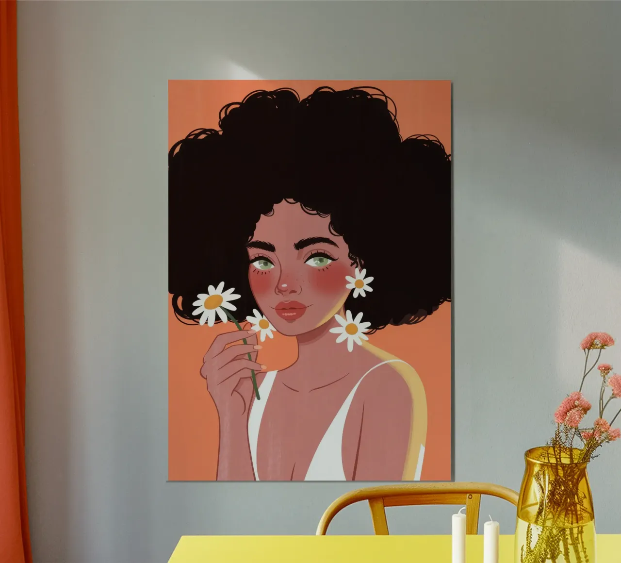 Afro Daisy Reflectie poster van Color Oblivion