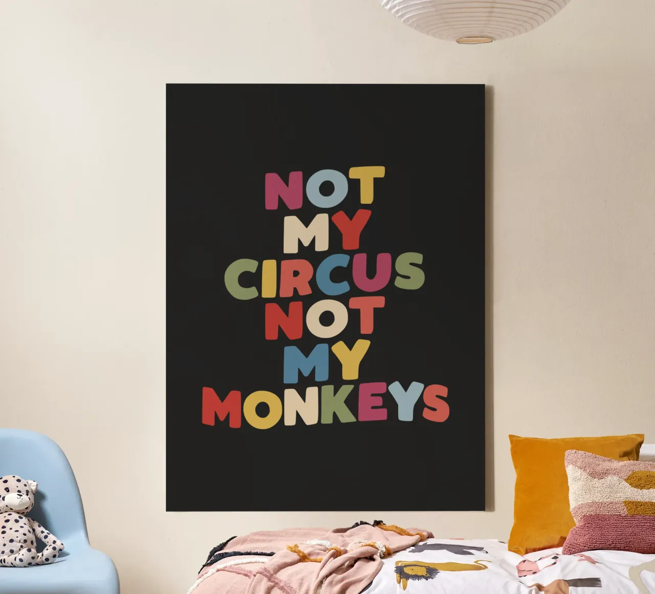 Nicht mein Zirkus nicht meine Affen sarkastische Typografie drucken Leinwand von THE MOTIVATED TYPE