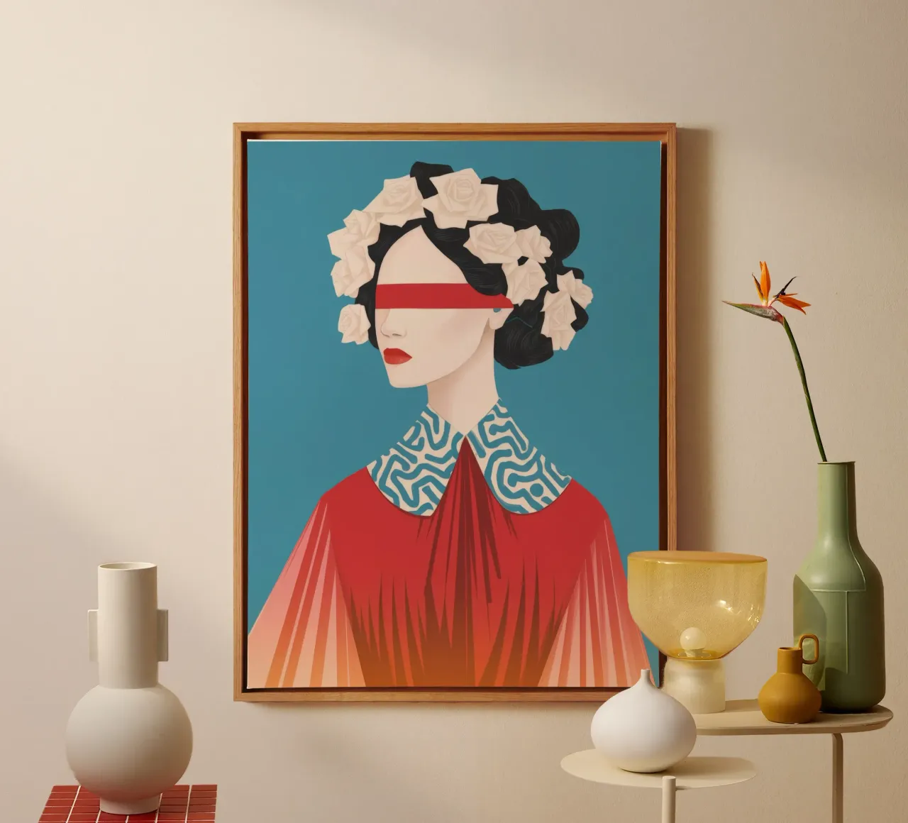 Geblinddoekte Florale Elegantie canvas met Baklijst van Color Oblivion