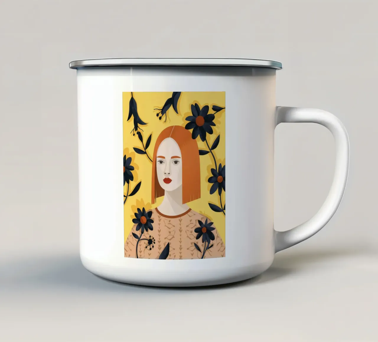 Ragazza dai fiori d'oro tazza in smalto da Color Oblivion
