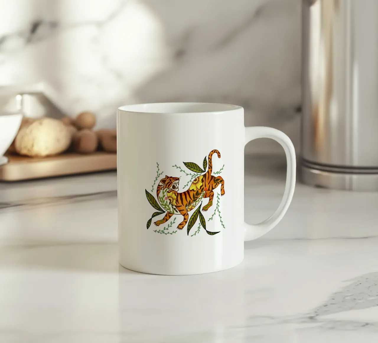 Retro Tiger Roar tazza in ceramica da Mitalim Designs