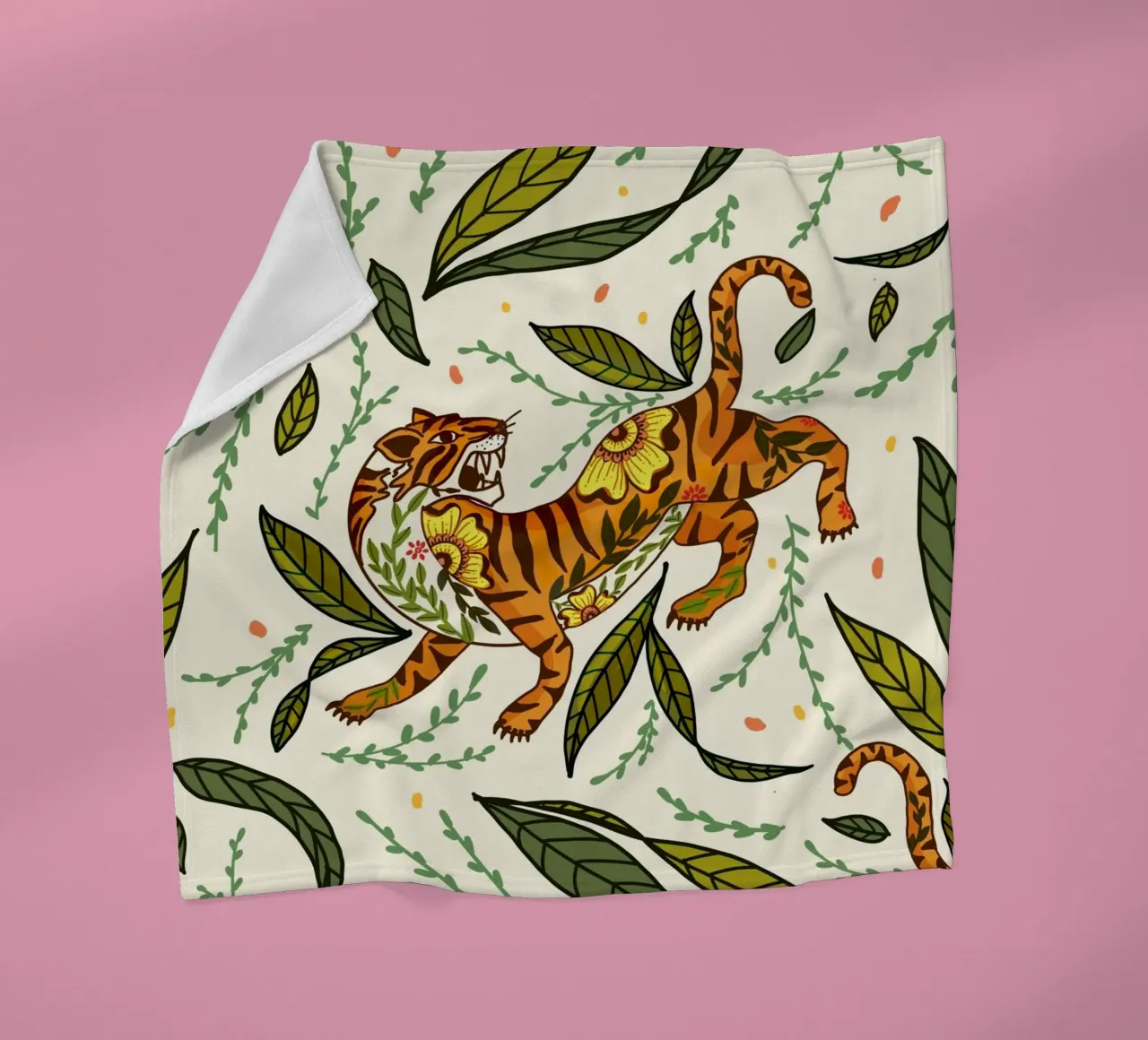 Retro Tiger Roar coperta in pile da Mitalim Designs