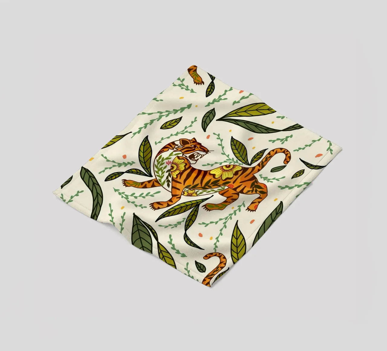 Retro Tiger Roar coperta in pile da Mitalim Designs