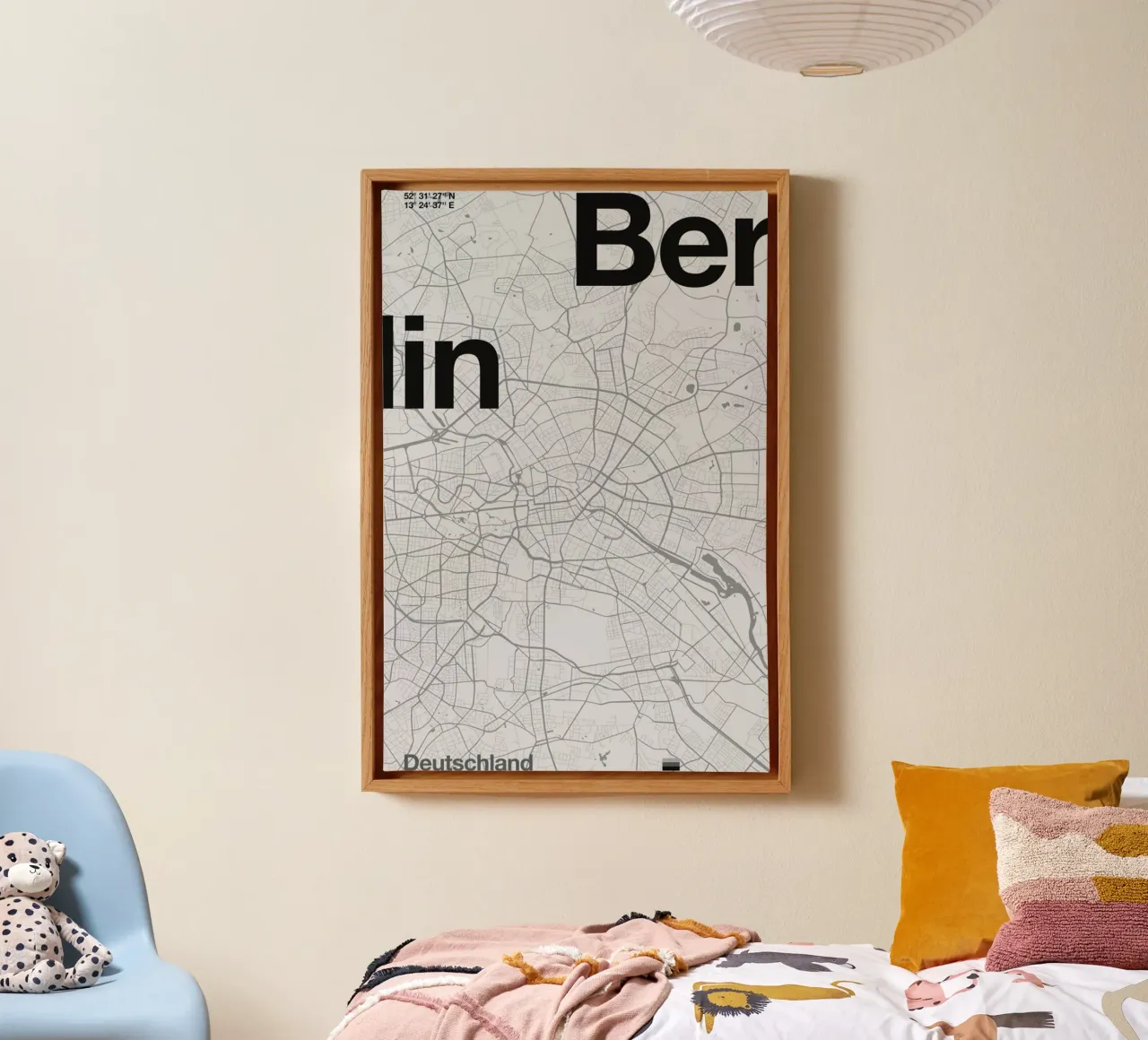 Berlin Minimalist Map tela con Cornice a cassetta da Florent Bodart