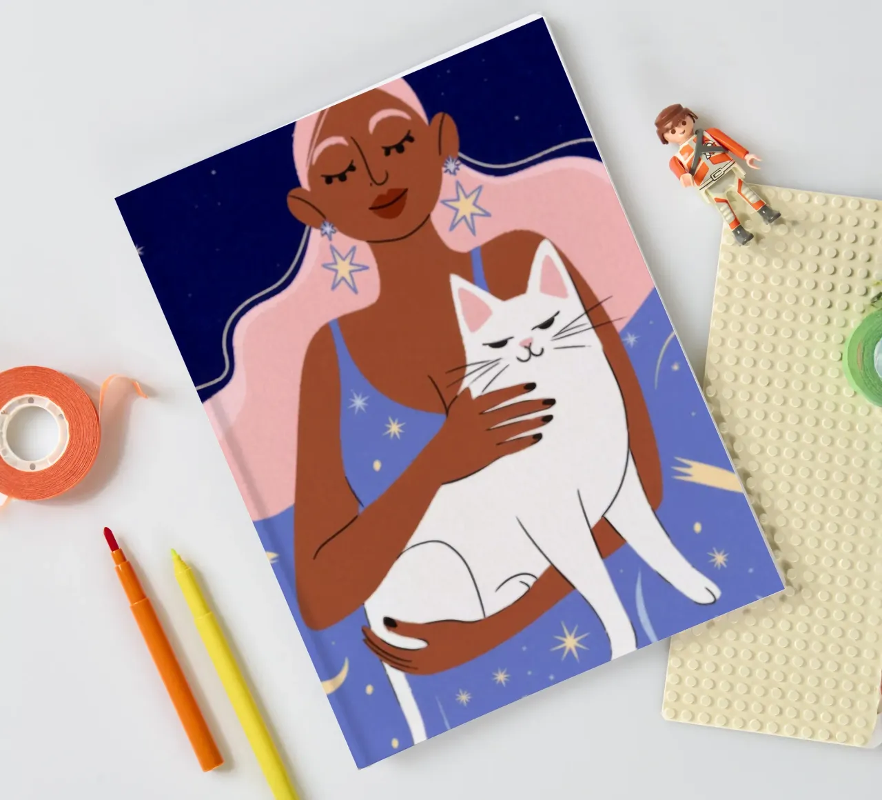Celestial Cat Embrace notebook by Color Oblivion