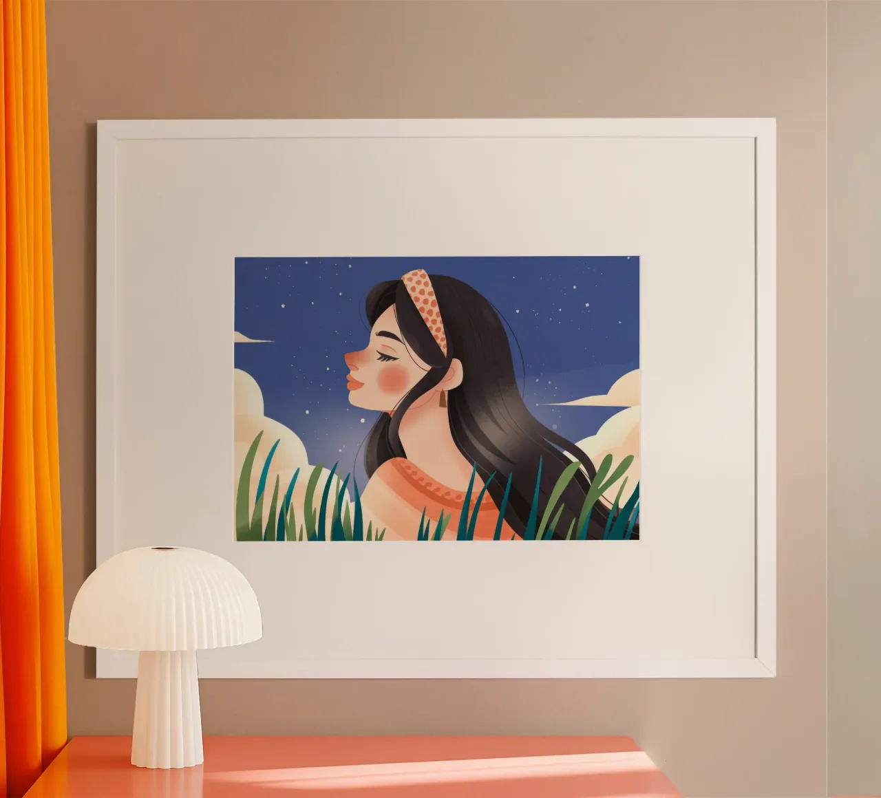 Contemplazione della notte stellata poster con telaio in legno da Color Oblivion