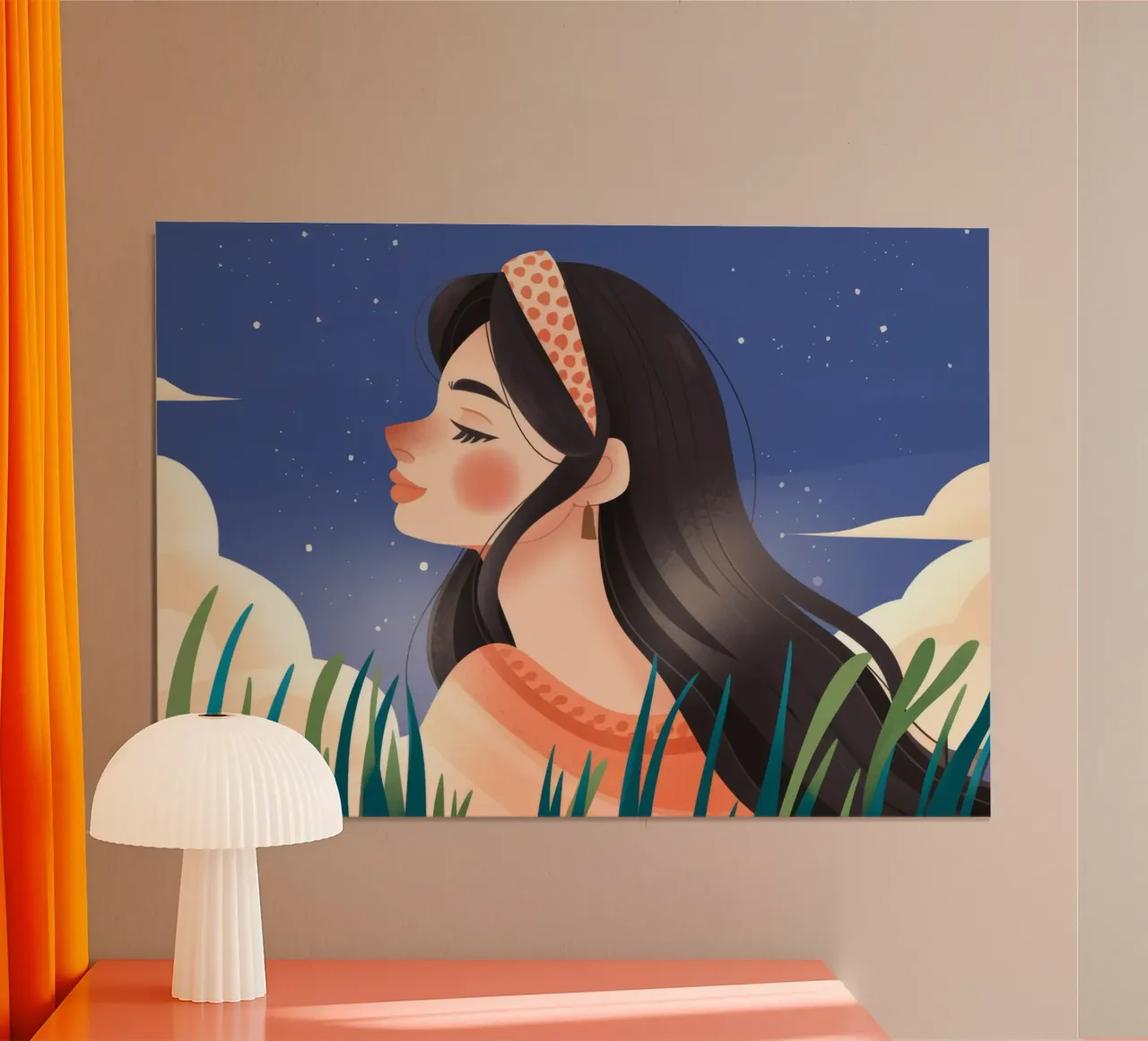 Contemplazione della notte stellata poster con telaio in legno da Color Oblivion