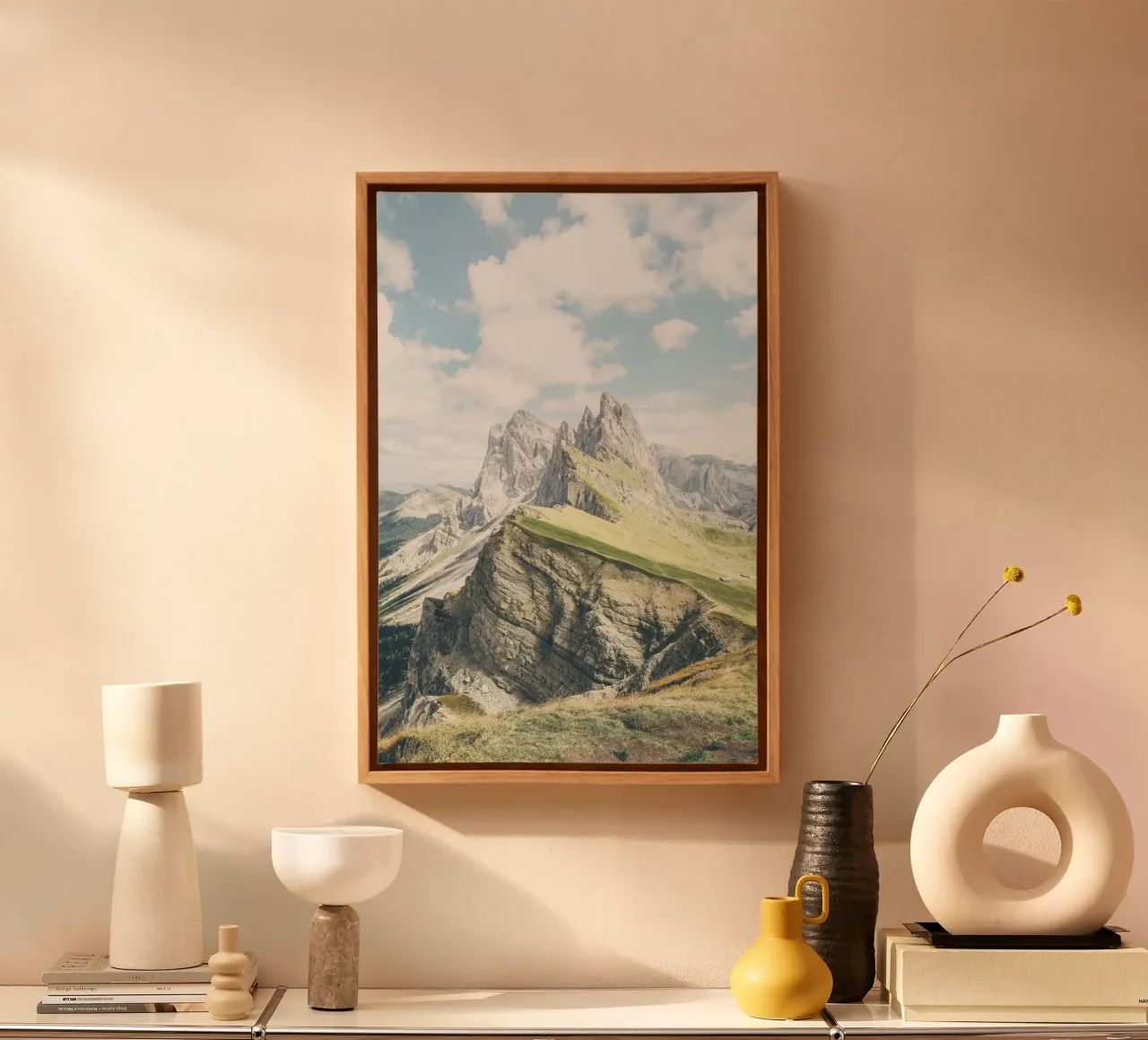 Dolomites, Italy I Seceda peaks and its sharp ridges canvas with Floater frame by Julie Travel Photography