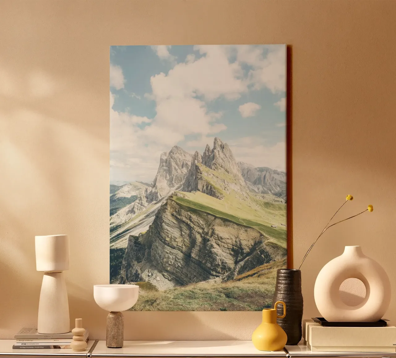 Dolomites, Italy I Seceda peaks and its sharp ridges canvas with Floater frame by Julie Travel Photography