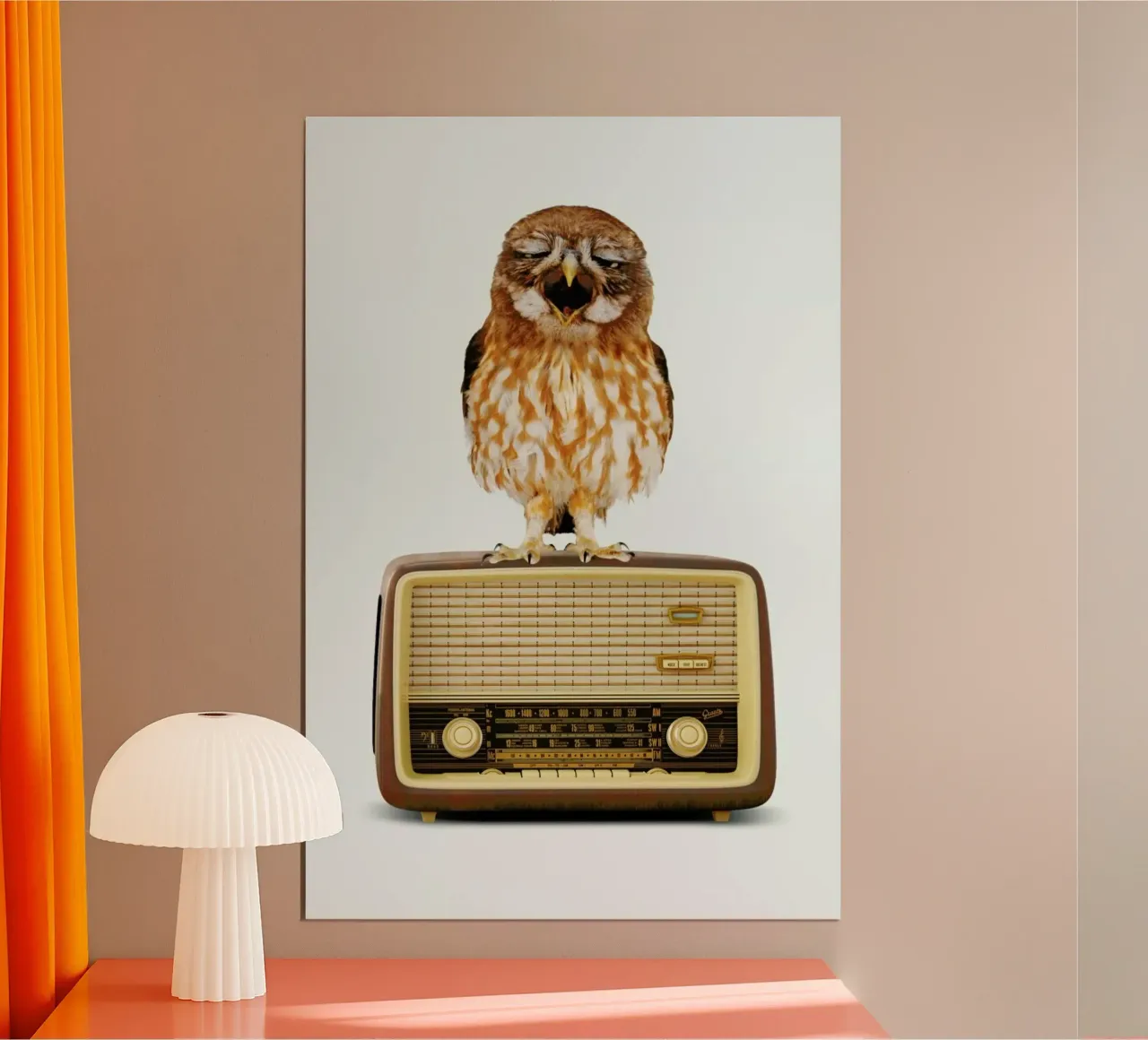 Singing Owl 2 0 poster con telaio in legno da Jonas Loose