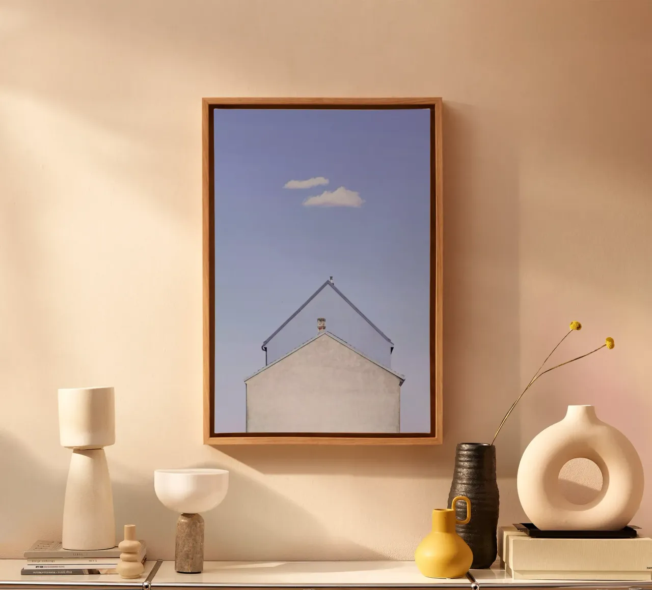 Double House canvas met Baklijst van Rupert Höller