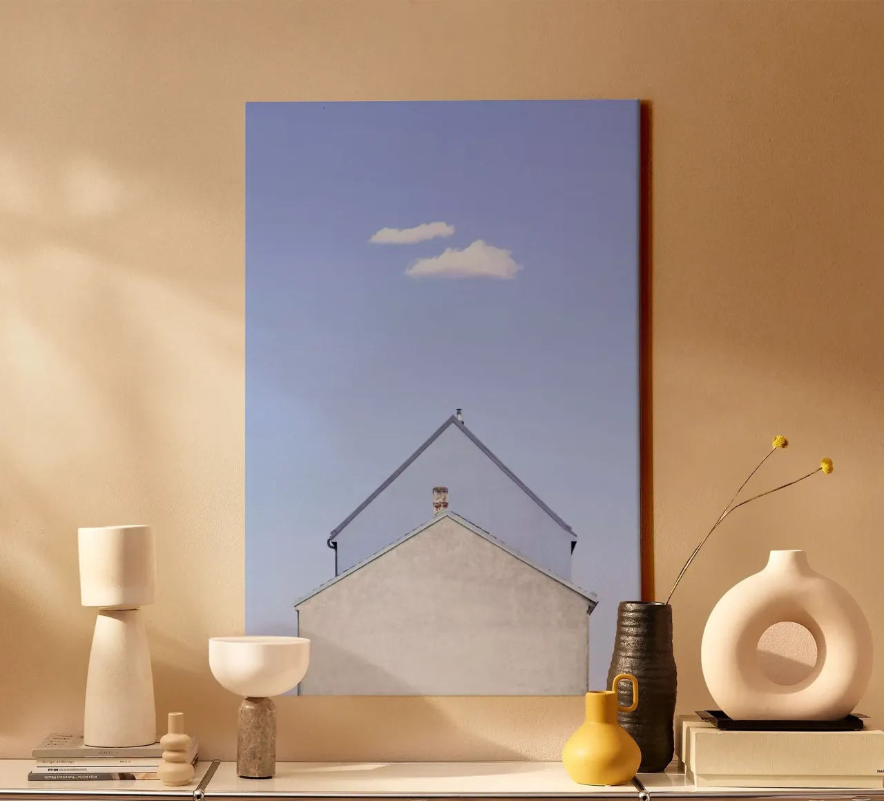 Double House canvas met Baklijst van Rupert Höller