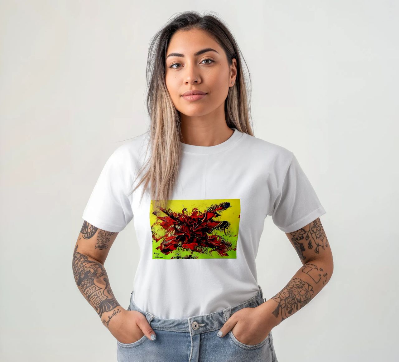 MESSAGE FROM THE HEART 4. t-shirt da Thierry Vobmann Abstract painting